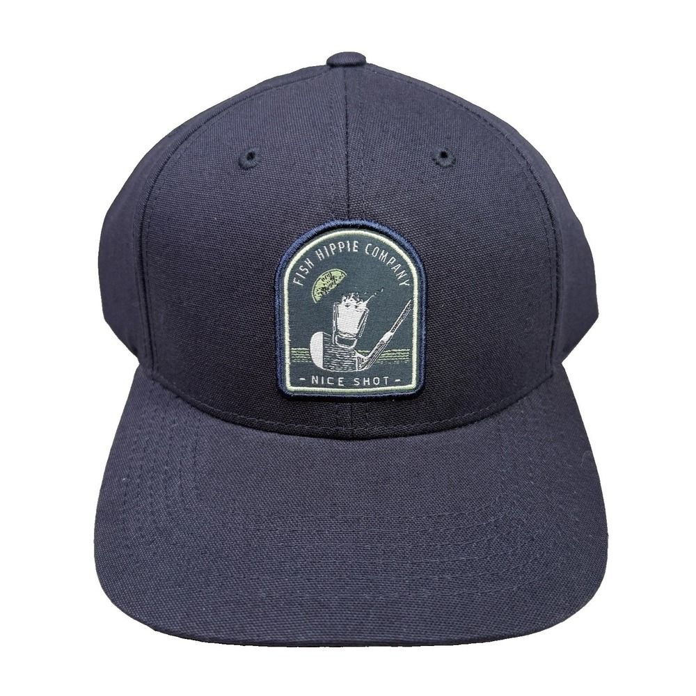 Fish Hippie Hat Cap Snapback Navy Structured Nice Shot Golf Patch Cocktail New
